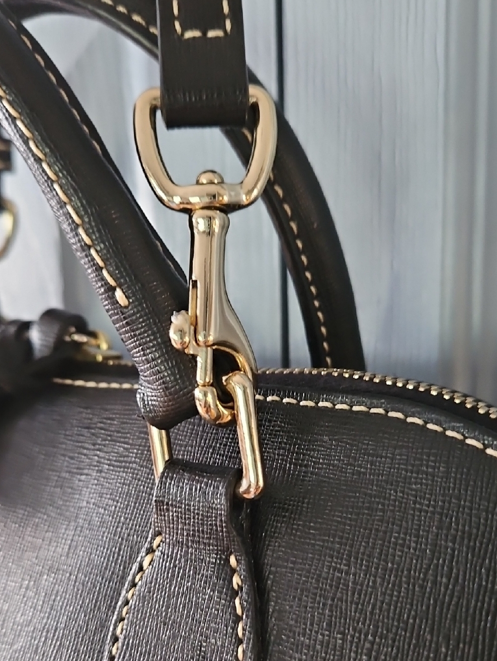 Dooney & Bourke Black Saffiano Leather Domed Zip Satchel - Picture 15 of 16
